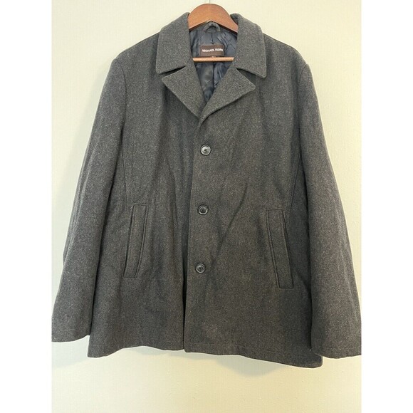 Michael‎ Kors Coat Men’s L Large Gray Wool Blend Jacket Button Up - Picture 1 of 8